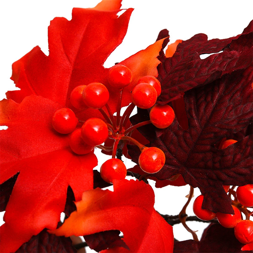 34 cm künstliche Ahornblätter Zweig Herbstpflanzen gefälschte Tannenzapfen rote Beeren Seidenblätter für Zuhause im Freien Halloween-Dekor – Detail 5