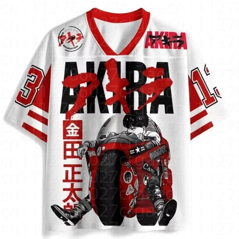 Men's Anime Akira Inspired Graphic Jersey Kaneda Motorcycle Print Short Sleeve V-neck Casual Streetwear T-shirt Family Kids Tees