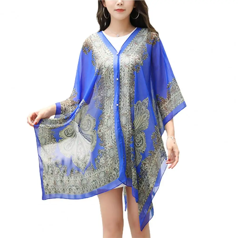 

Women Shawl Cashew Print Beads Ladies Loose-fitting Sexy Cover Up Sun Protection for Vacation Beach Travel