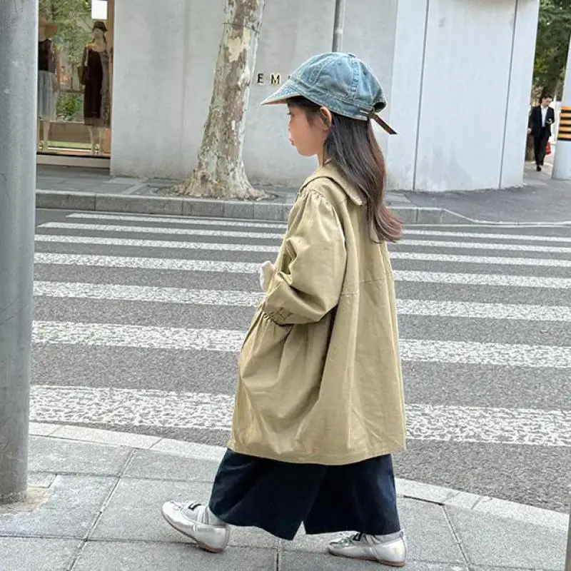 

2025 Autumn New Children Long Sleeve Coat Solid Girls Windbreaker Baby Casual Jacket Fashion Kids Cardigan Toddler Clothes
