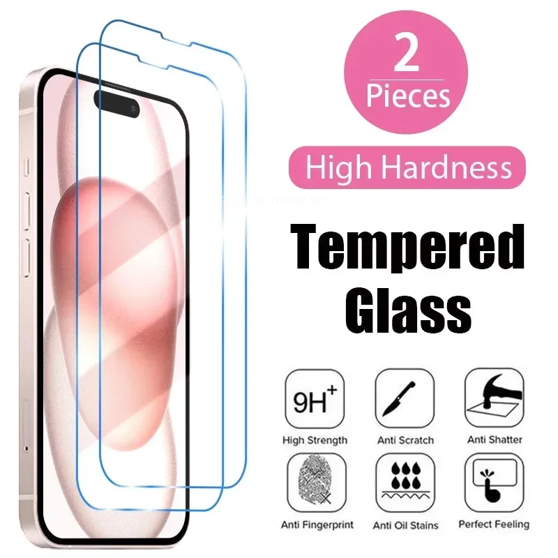 

2PCS Screen Protector for iPhone 15 14 12 Pro Max Mini 7 8 Plus Glass Tempered Glass for iPhone 11 12 13 14 15 Pro XR X XS Max