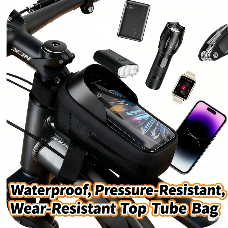 

Изысканная сумка для велосипеда 1,5 л, верхняя передняя трубчатая рама, сумки для велосипеда, передняя сумка с сенсорным экраном, дорожные сумки для горных телефонов MTB, аксессуары