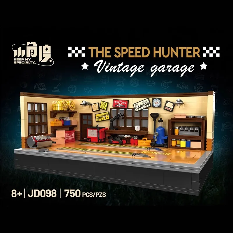 New Street View Building Blocks Retro รถซ่อม Workshop ยกแพลตฟอร์มชุดอิฐประกอบปริศนาของเล่นเด็กของขวัญวันเกิด