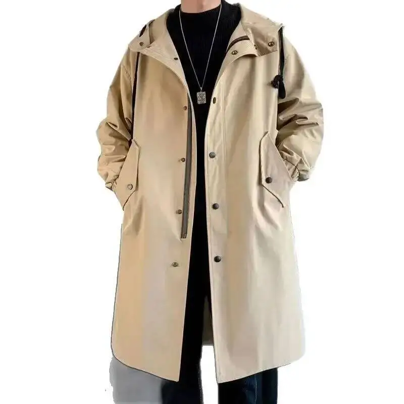 الخريف الشتاء معطف طويل ضوء الأمومة البث المباشر قسط السلع متوسطة طول الرجال سترة عادية فضفاضة تناسب