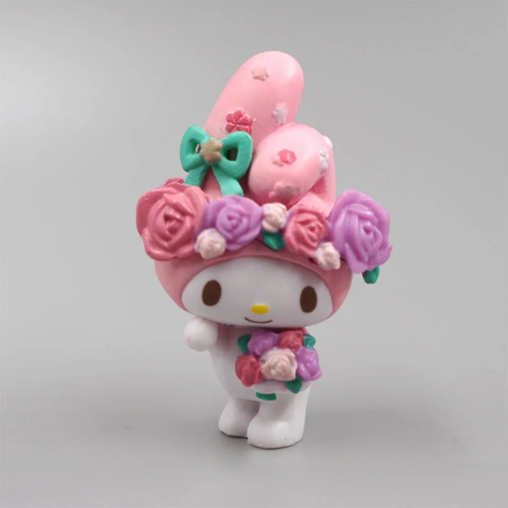 Sanrio Spring Flower Hello Kitty Kuromi Kawaii Toys Anime Figure Melody Cinnamoroll Cartoon Doll Decorations Suite 5 pezzi regali