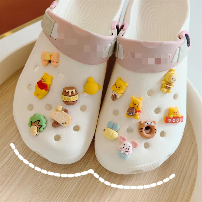 Cute Anime Winnie Bear Shoe Charm for Crocs Charms 13pcs Pack Sale for Crocs Shoes Accessories Girls Cartoon Shoes Decor Gifts