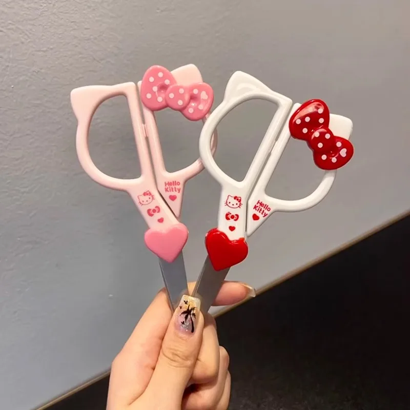 2Pcs Nette Cartoon Hallo Kitty Handgemachte Papier Schere Kawaii Rosa Liebe Bowknot Student Mädchen Schere Gewinde Reparatur Schere