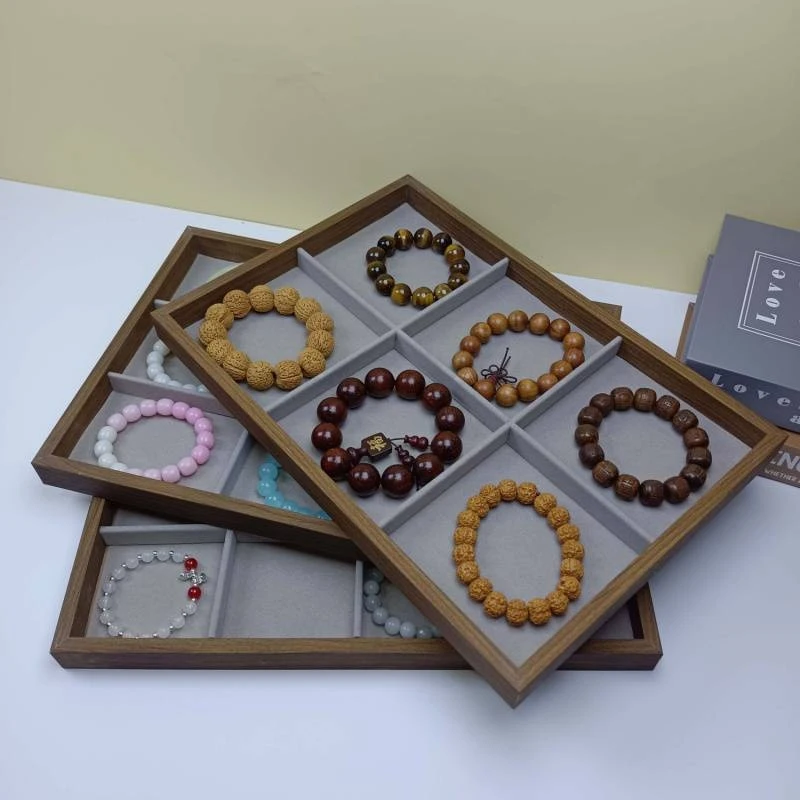 

Новый элитный органайзер для украшений из черного ореха с текстурой дерева: поднос для браслетов, бусин и аксессуаров, многосекционный ящик для хранения