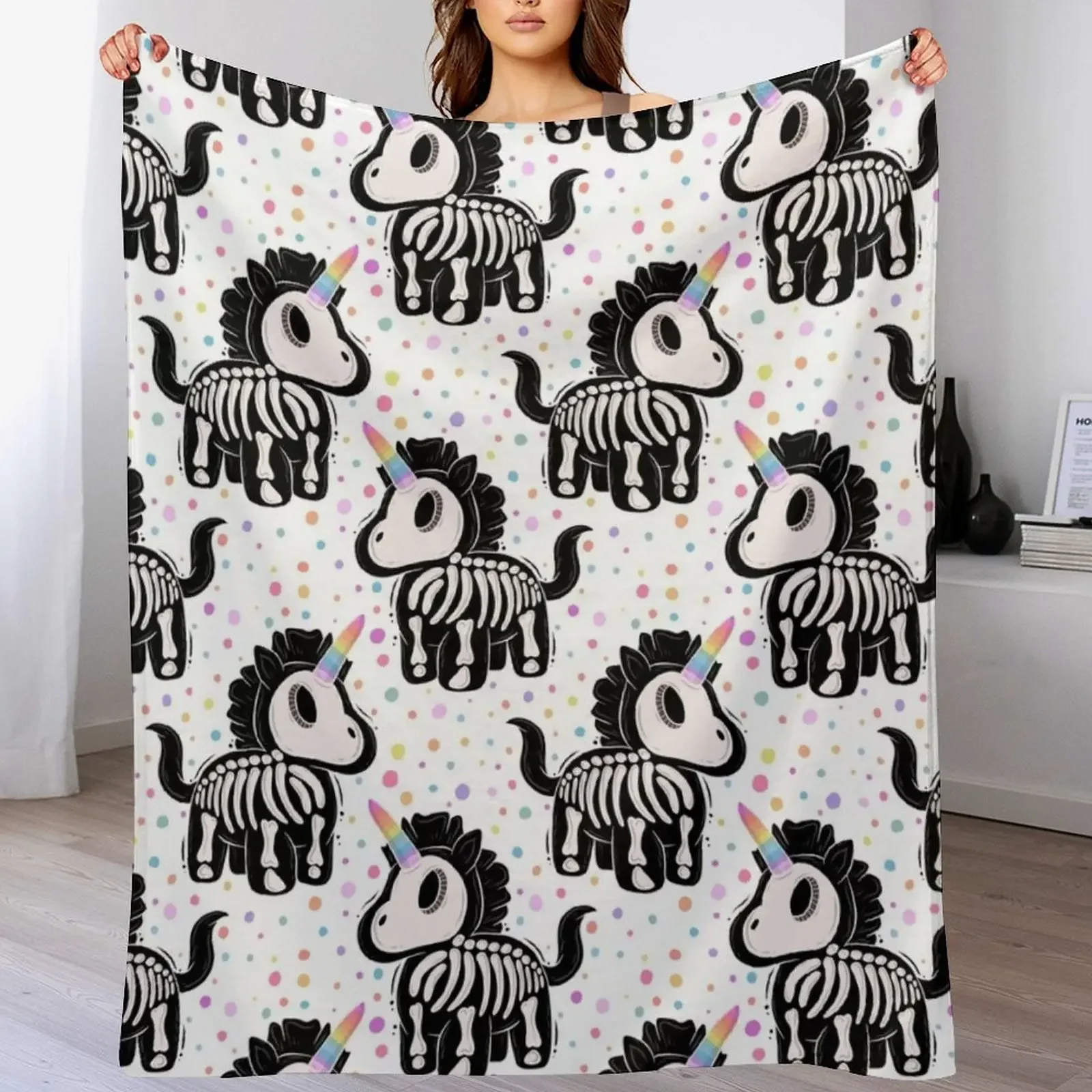 Unicorn skeleton Throw Blanket Warm Comfortable Blanket for Office Napping