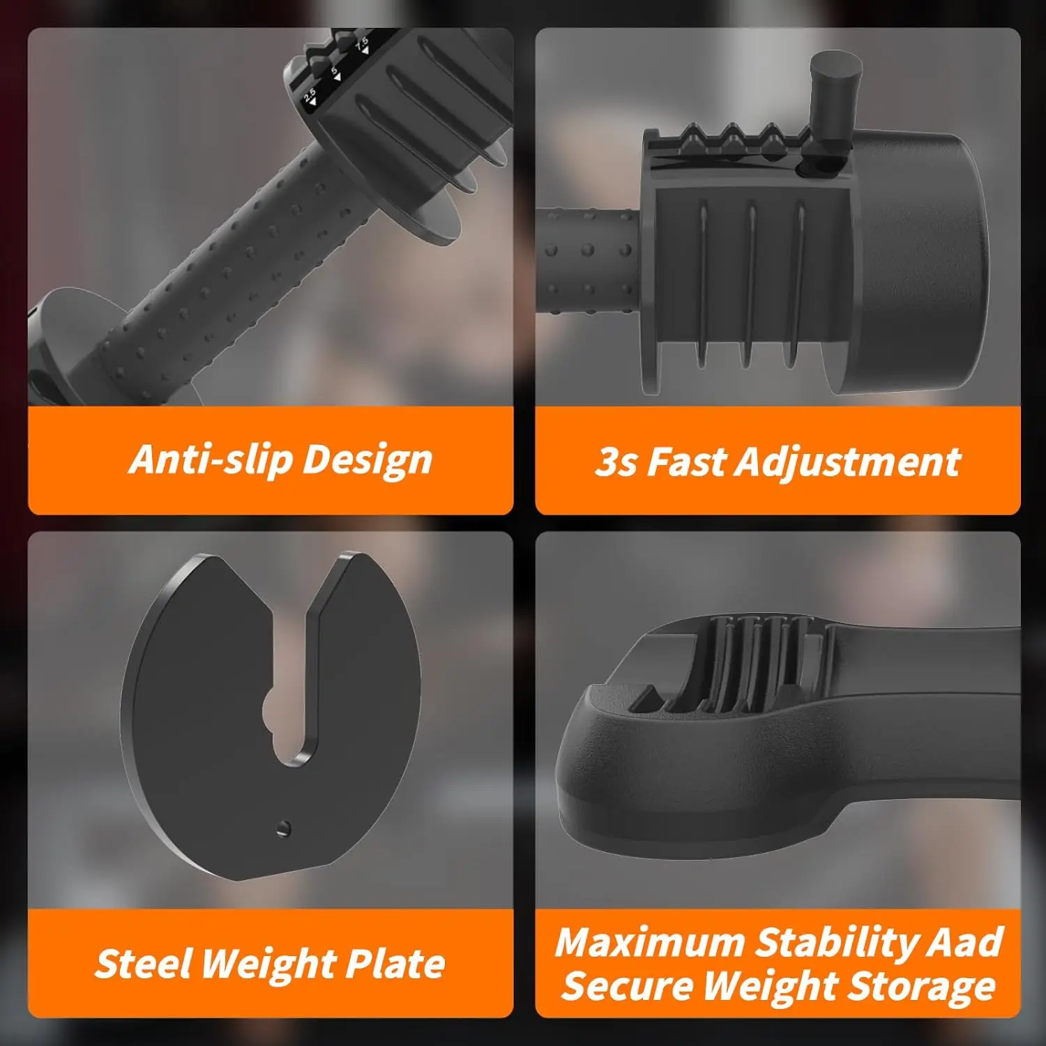 27.5 رطل/66LBS/88LBS مجموعة دمبل قابلة للتعديل مع مقبض مضاد للانزلاق 12 في 1 أوزان تعديل الاتصال السريع مع السلامة