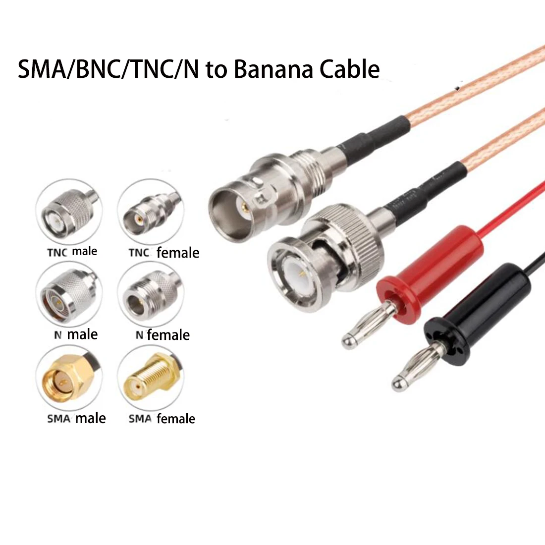 1PC SMA/BNC/TNC/N Male Female Plug Jack to 4MM Banana Connector Pigtail Cable Adapter RG316 15CM NEW