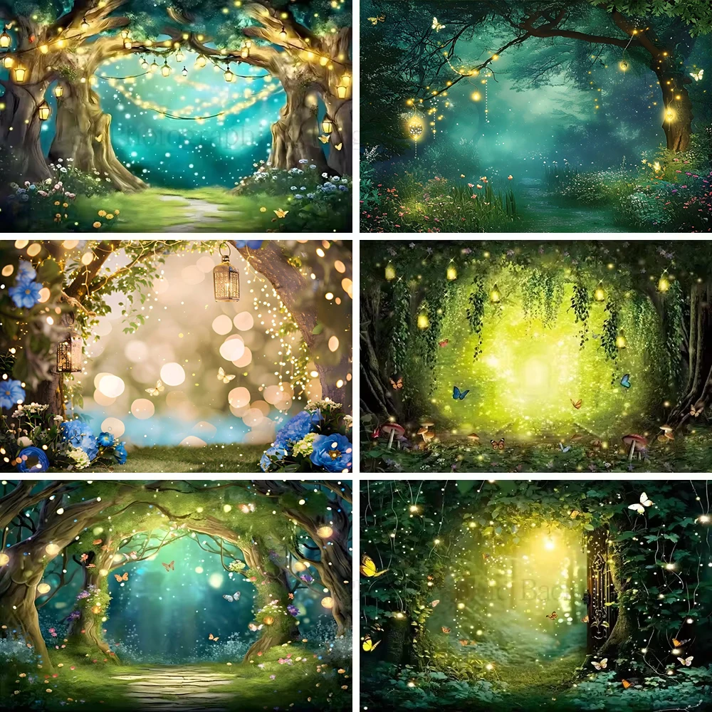 Photography Background Spring Fantasy Jungle Butterfly Magic Fairy Birthday Party Backdrop Video Photo Wall Photo Booth Props