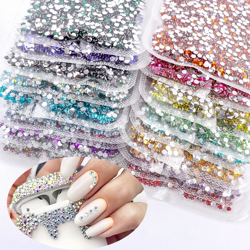 10000 قطعة من أحجار الراين المسطحة من الراتنج المتلألئ للغاية لفن الأظافر، أزياء الزفاف، ديكور جراب الهاتف، أحجار الراين متعددة الألوان
