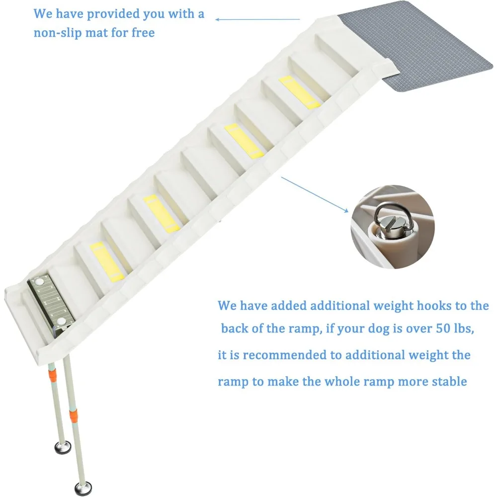 Foldable Dog Pool Ramp with 33" Legs for Free Height Adjustment,Safe & Easy Access dog water ramp for pool, Pool Ramp for Dogs U