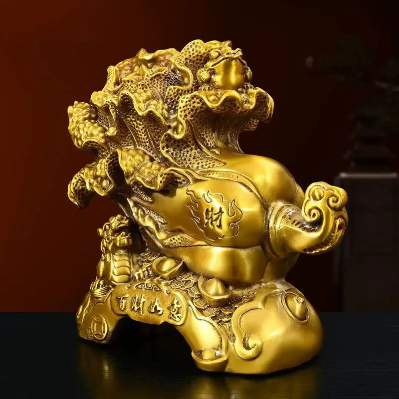 Pure Brass Fortune Ornament: Wealth-Attracting Golden Toad, Pixiu, Cabbage Mascot - Chinese Style Home and Office Craft