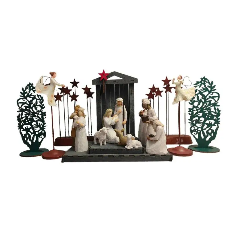 Nativity Scene Set Holy Nativity Set Resin Figures Set Of 17 Pieces Holy Nativity Scene Figurines Christmas Gifts And