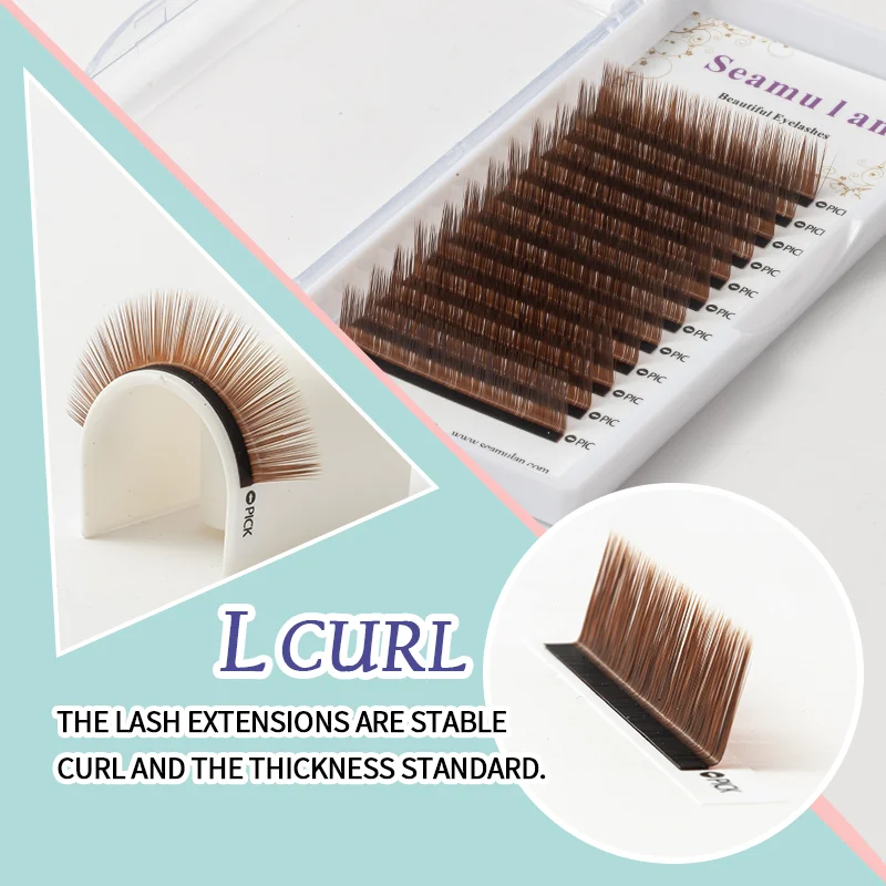 Matte Brown Eyelash Extensions L L+ LU LC Curl Russian Volume Eyelash Supplies Korean PBT High Quality Individual Eyelashes