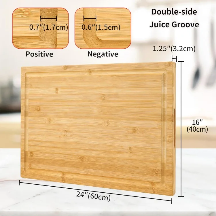 Extra Large XXXL Bamboo Cutting Board 24 x16 Inch, Largest Wooden Butcher Block for Turkey, Meat, Vegetables, BBQ,