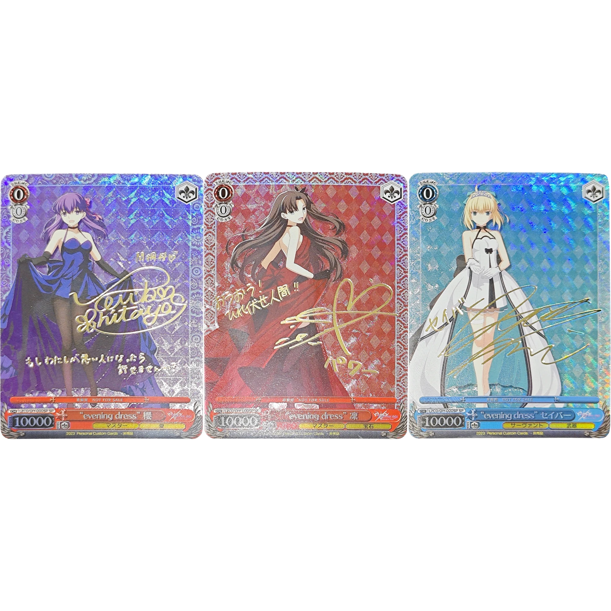 3Pcs/Set Fate/stay night Signature Flash Cards Tohsaka Rin Matou Sakura Altria Diy Gift Toys Anime Game Collection Cards