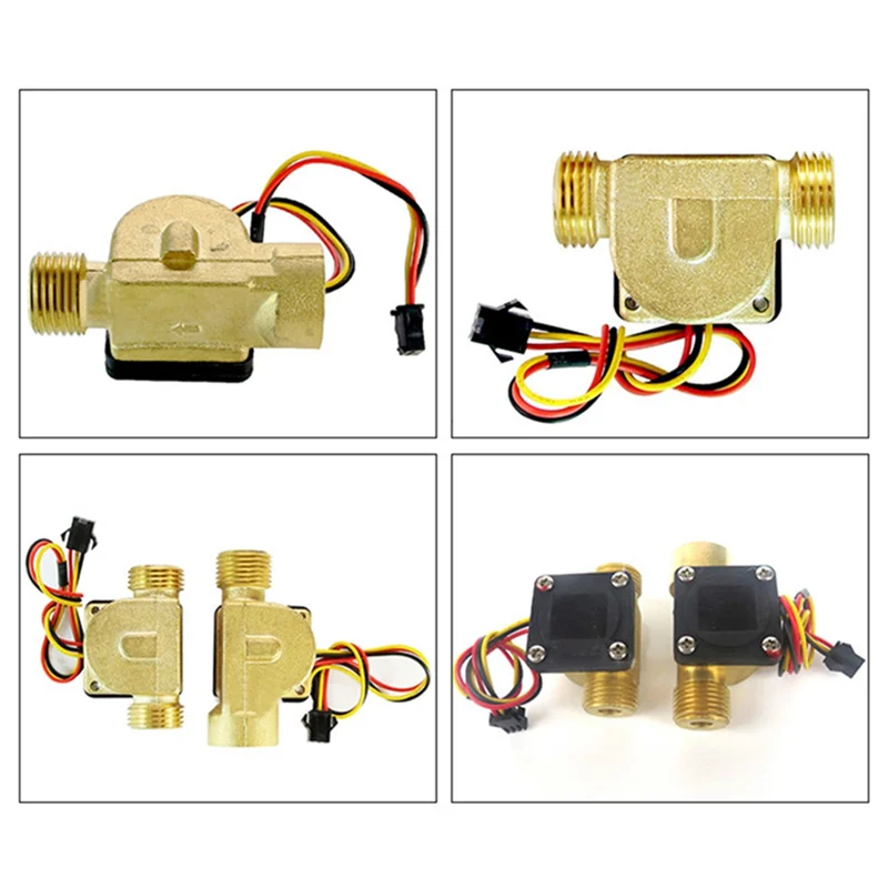 

LNHF For Water Heater Compatible 1/2" Brass Flow Sensor 1.75Mpa Hall Sensor Turbine Pulse Flowmeter DC5- 18V External Thread