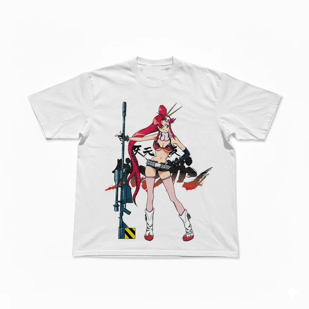 Gurren Lagann Yoko Littner Sniper Rifle Y2K Graphic T-Shirt Cotton Men Women Streetwear Tee