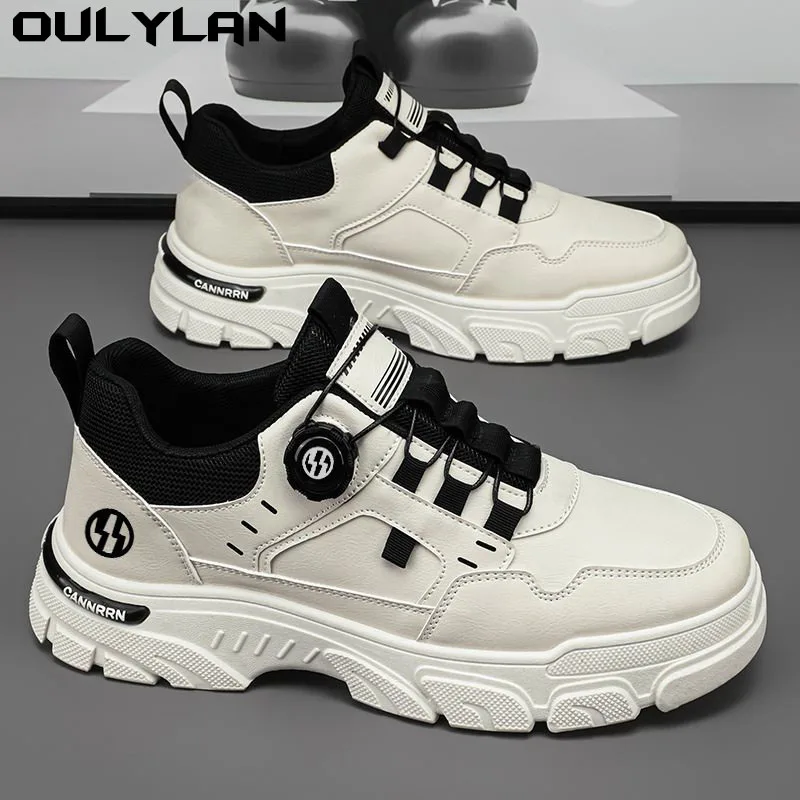

Oulylan Men's Non-slip Safety Shoes Sneakers 2025 Breathable Casual Shoes for Men Buttons Platform Vulcanzed Sneakers Shoes
