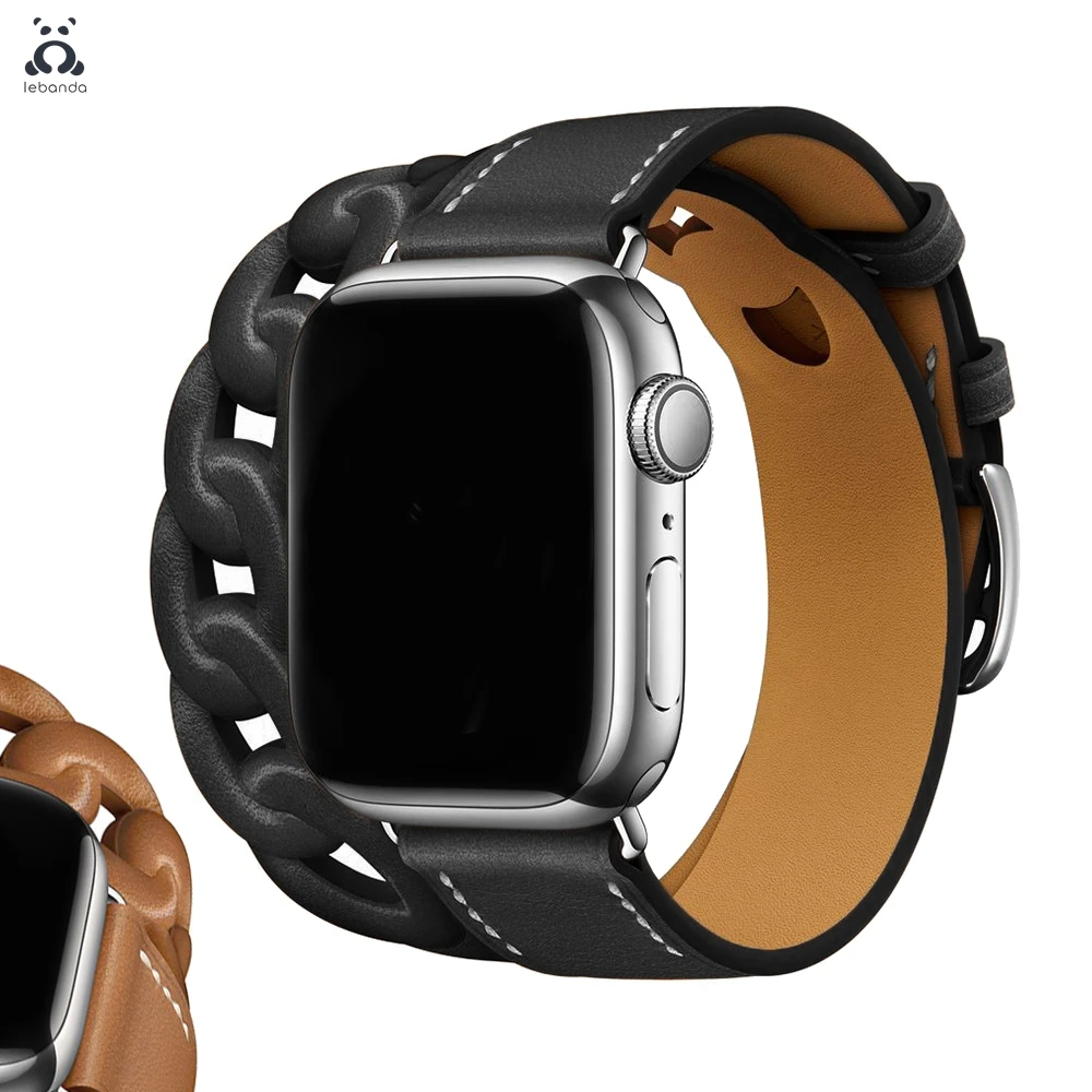 レバンダクリアランス価格！-グルメット-ダブルツアーストラップ-apple-watchシリーズ11-10-9-7対応バンド-iwatchクラシックレザーリストバンド