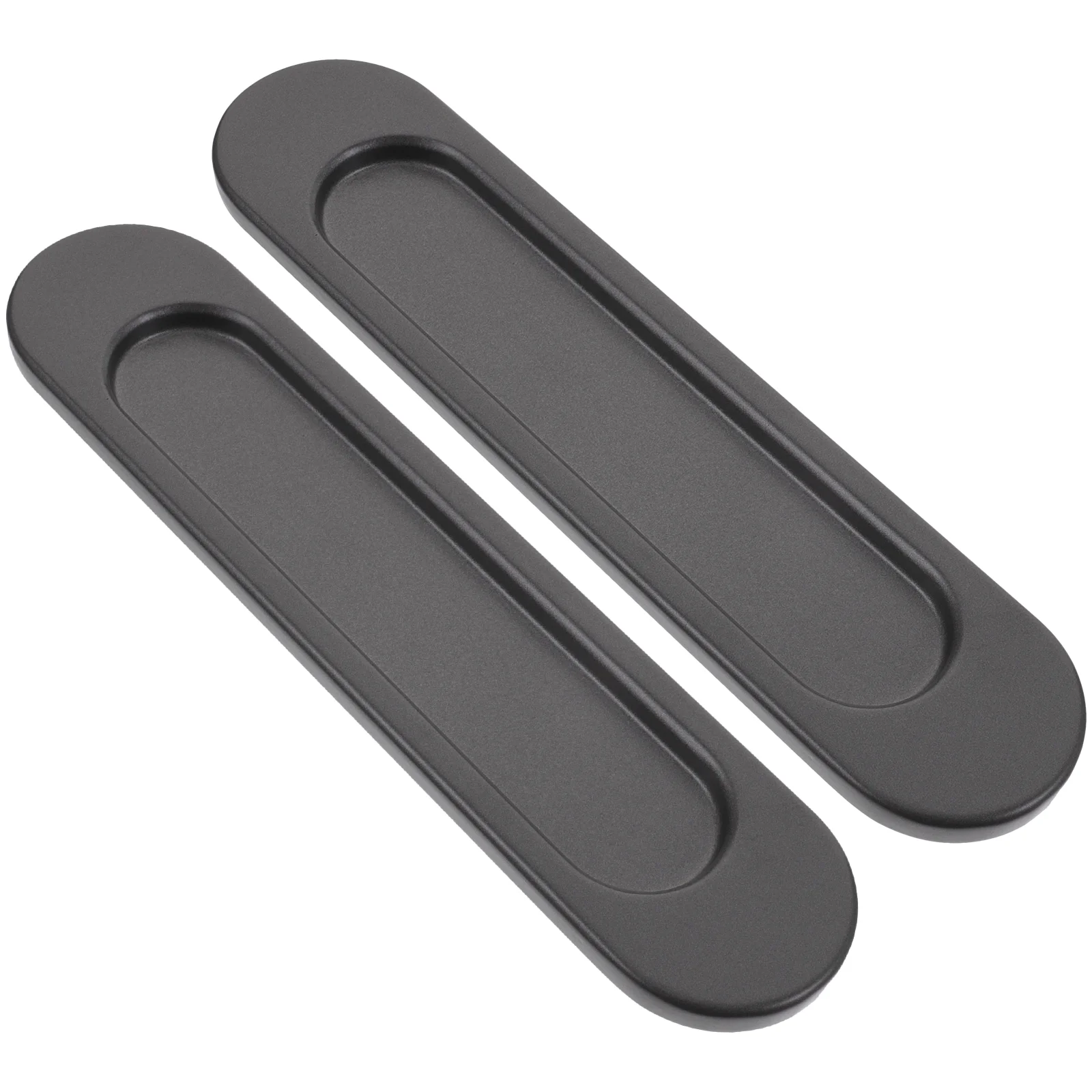 

2 Pcs Door Knob Sliding Handle Barn Pulls Handles Punching Oval Recessed Glass Grey