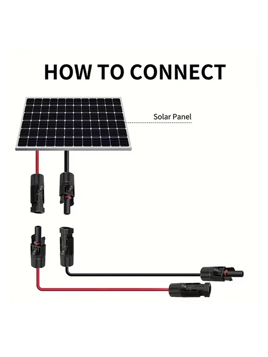 2/3/5/6/10/15 Meter 4 mm2/6 mm2 schwarz/rotes Solar-Verlängerungs-DC-Kabel 12/10 AWG-Draht mit PV-DC-Anschlüssen, die im Solarpanel-System verwendet werden