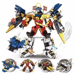 703pcs 4in1 MOC Ultra Combo Mech Building Blocks Aircraft Tank Robot Mecha Fit 71765 Bricks Toys For Boy Gifts