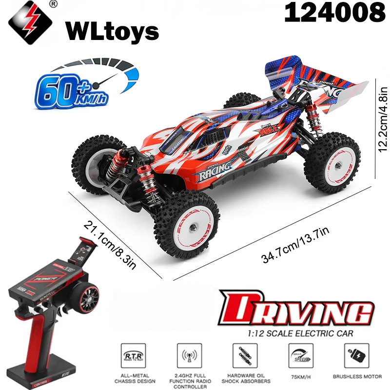 WLtoys 1/12 RC Cars 124008 124010 2.4G High-Speed ​​4WD 60km/h Brushless Remote Control Racing Car Toys For Kids And Adults Gift