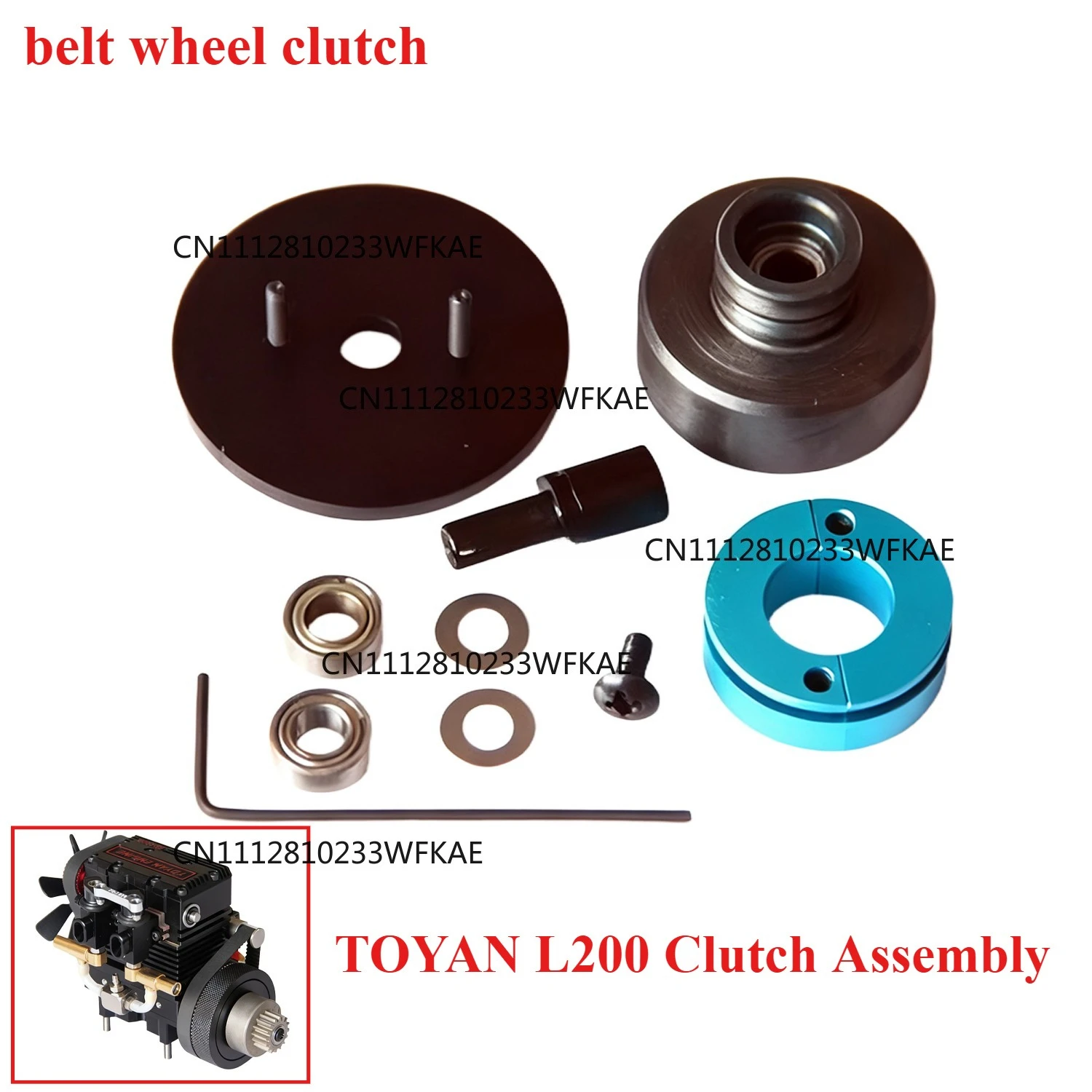 L200 Clutch Assembly Twin Cylinder Engine Clutch Assembly Pulley Synchronous Pulley Short Shaft Clutch Engine Model Parts