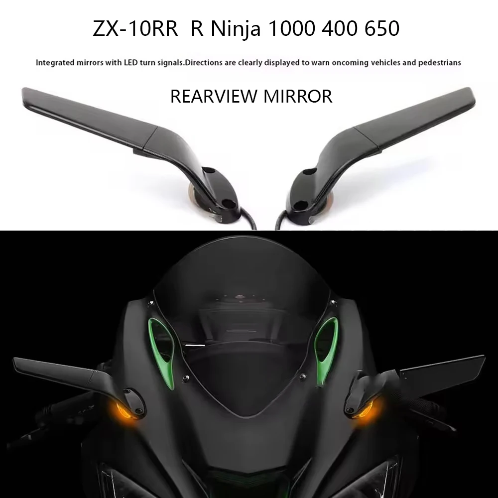 Wind Wing Motorcycles Adjustable Rotating Rearview Mirror With LED Light For Kawasaki Ninja 1000 ZX-10RR ZX 10RR ZX-10R ZX10R
