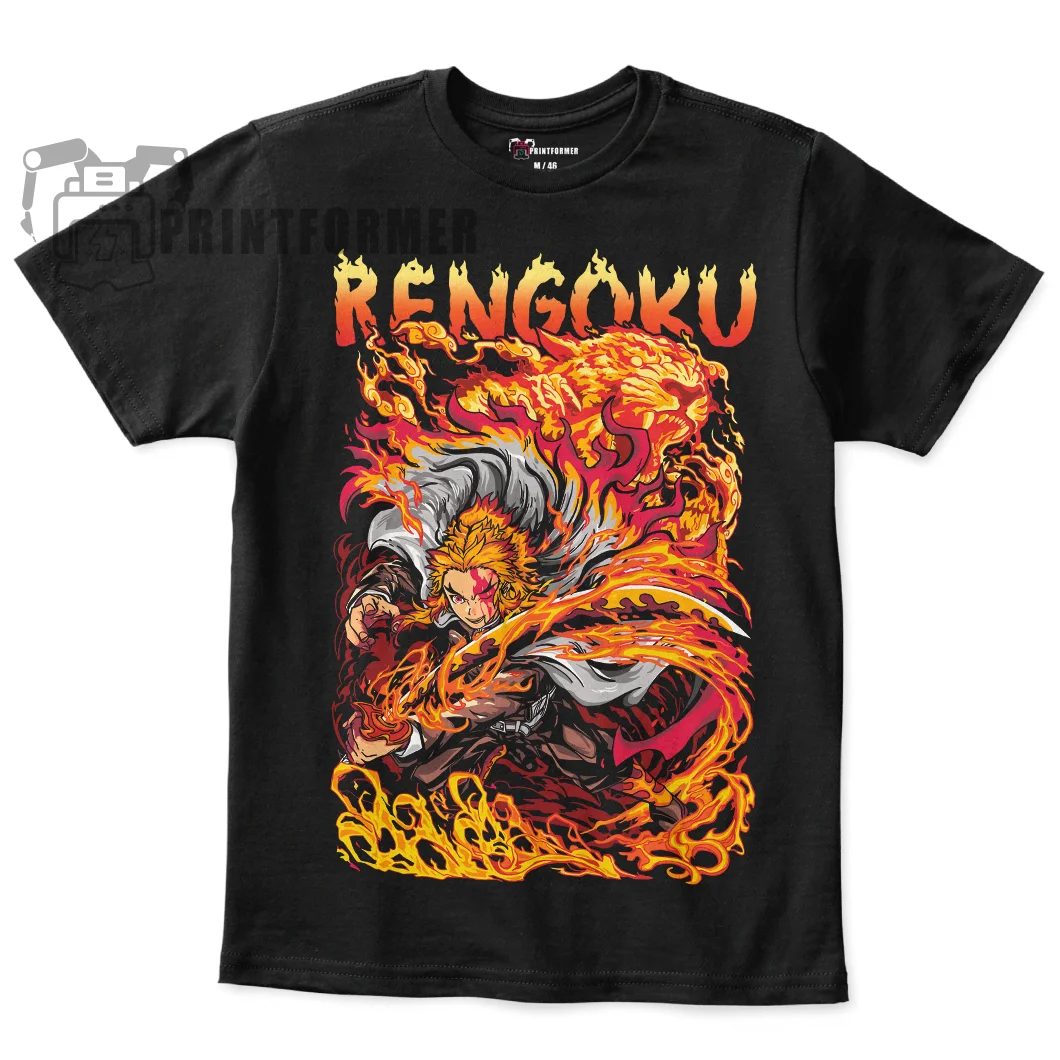 Kyojuro Rengoku T-Shirt Slayer Demon Vintage Anime Manga Horror Shirt All Size