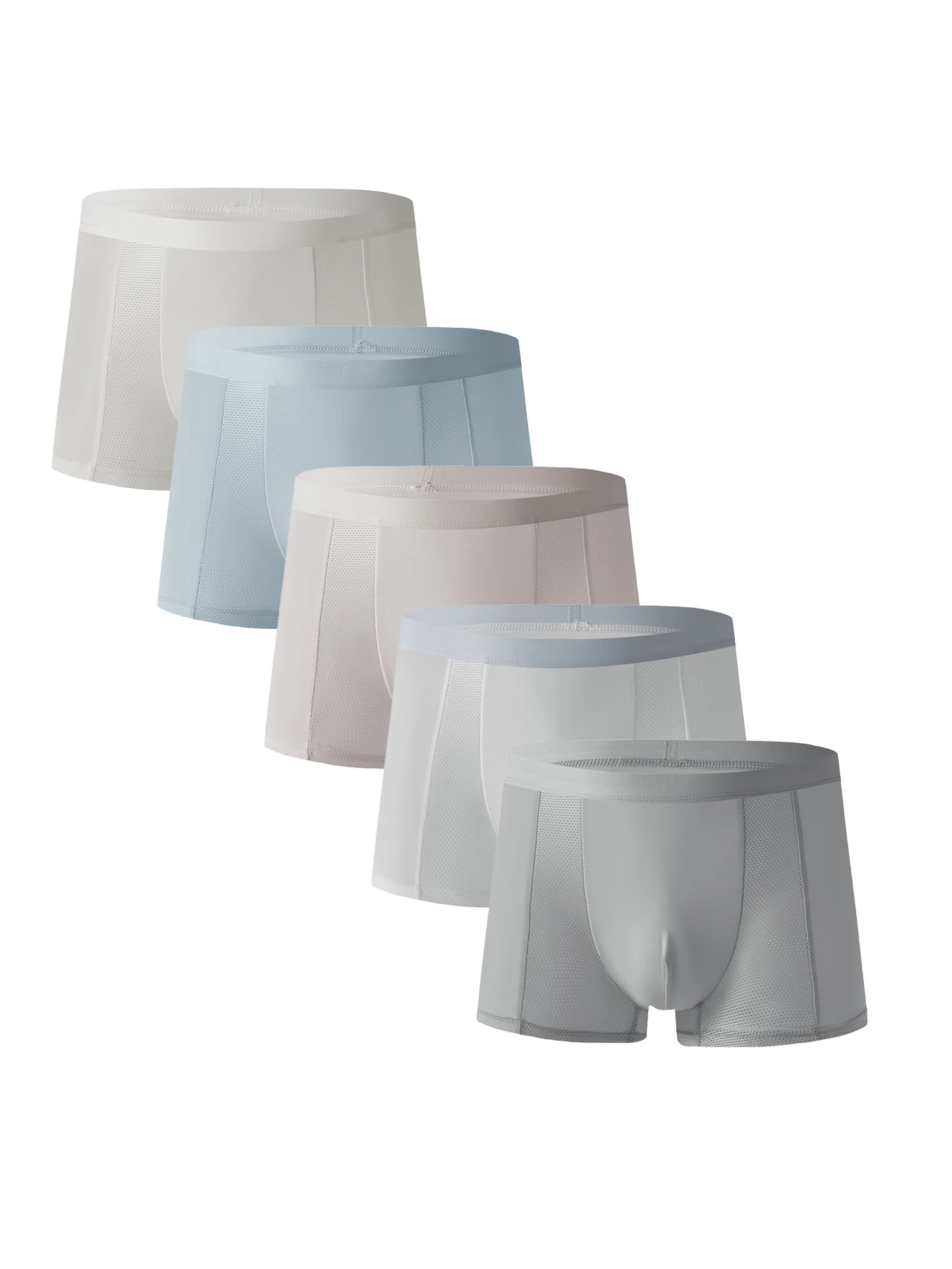

Men's 5 - Pack Semi - Mesh Ice Silk Boxer Briefs: Breathable & Stylish Underwear Set