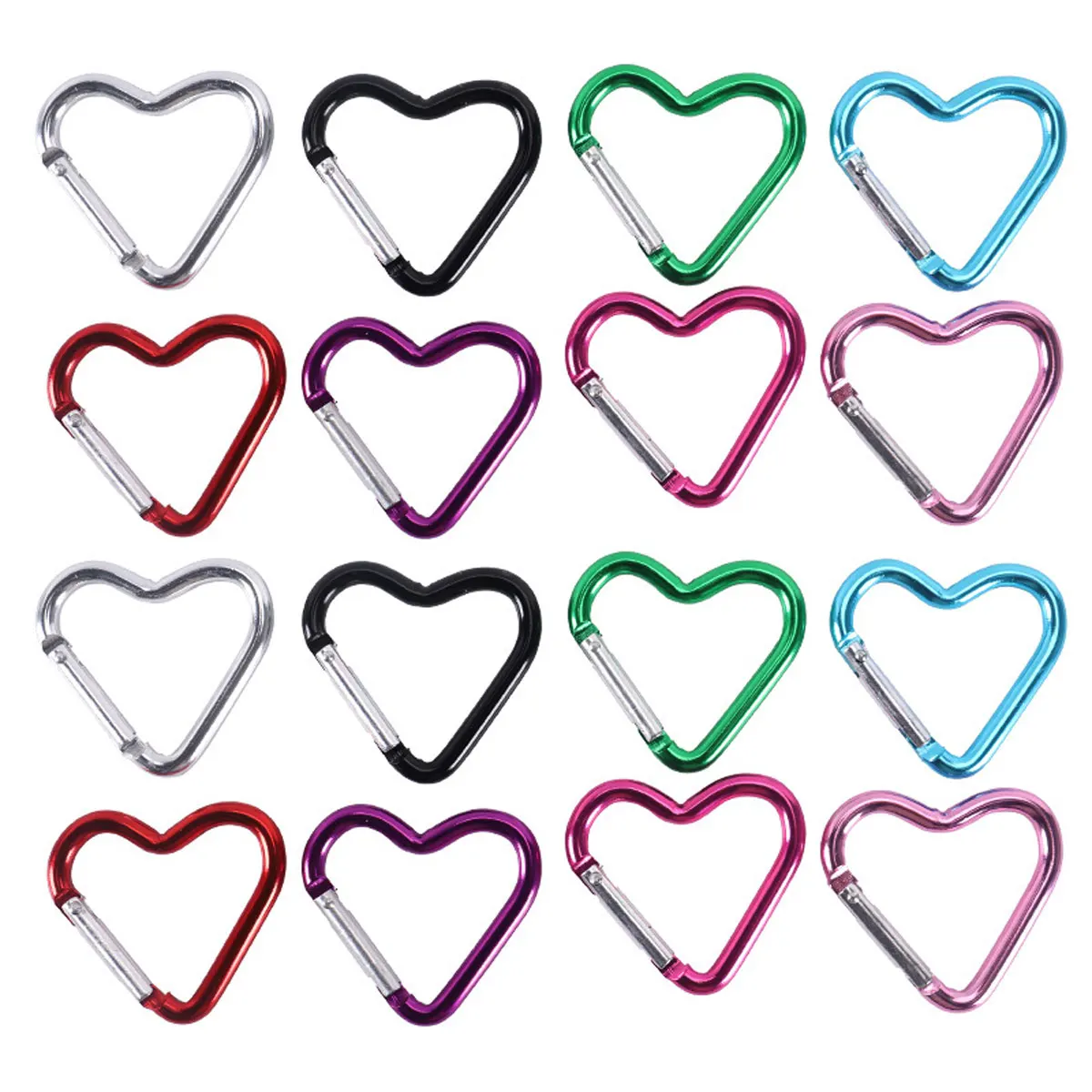 Colorful Spring Clip Clasps Hook Heart Love Aluminium For Keyrings Hiking Jewelry DIY Supplies 44x43mm