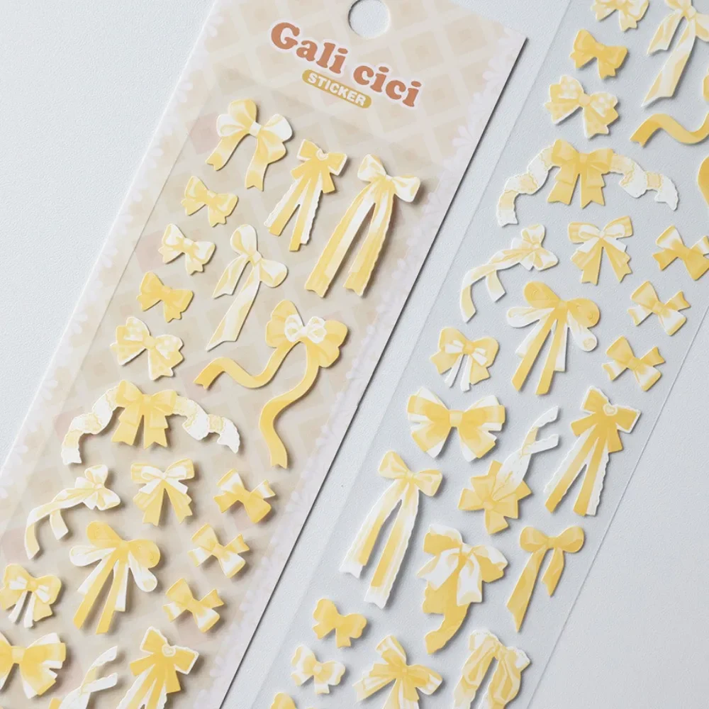 Cute Cartoon Colorful Bow Sticker Basic DIY Kpop Idol Photo Card Scrapbooking Journaling Deco Material Sticker