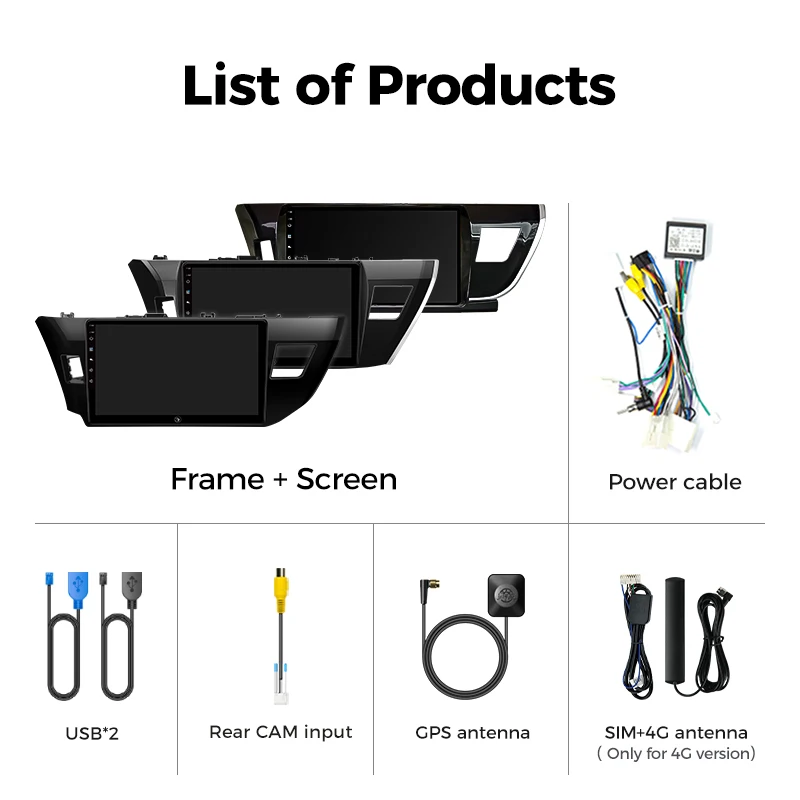 Ainavi Car Multimedia Player For Toyota Corolla 2012 2013 2014 2015 2016 E170 E180 Wireless Carplay Android Auto 4G Wifi 2Din
