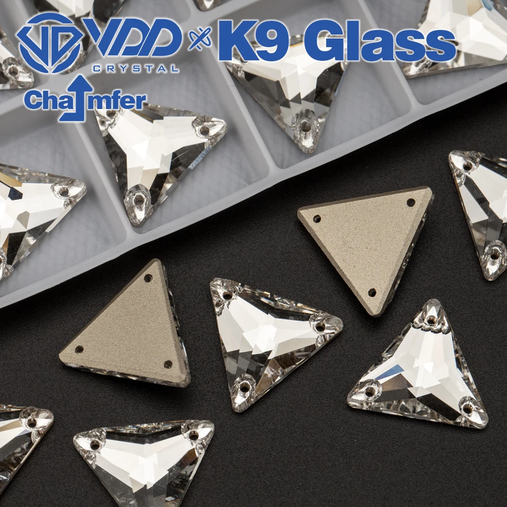 VDD Triangle K9 Glass Sew On Strass Sewing Clear Crystal Flatback Strass Stone per vestiti accessori per abbigliamento abito da sposa