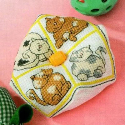 Needlework DIY Embroidery Set, Counted Cross-Stitching PincusFashion, Pin, Needle Cushion 003, 14Ct Biscornu