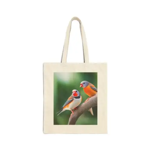 Sindax Cotton Canvas Tote Bag Zebra Finch in Natural Environment Design 6, Gift