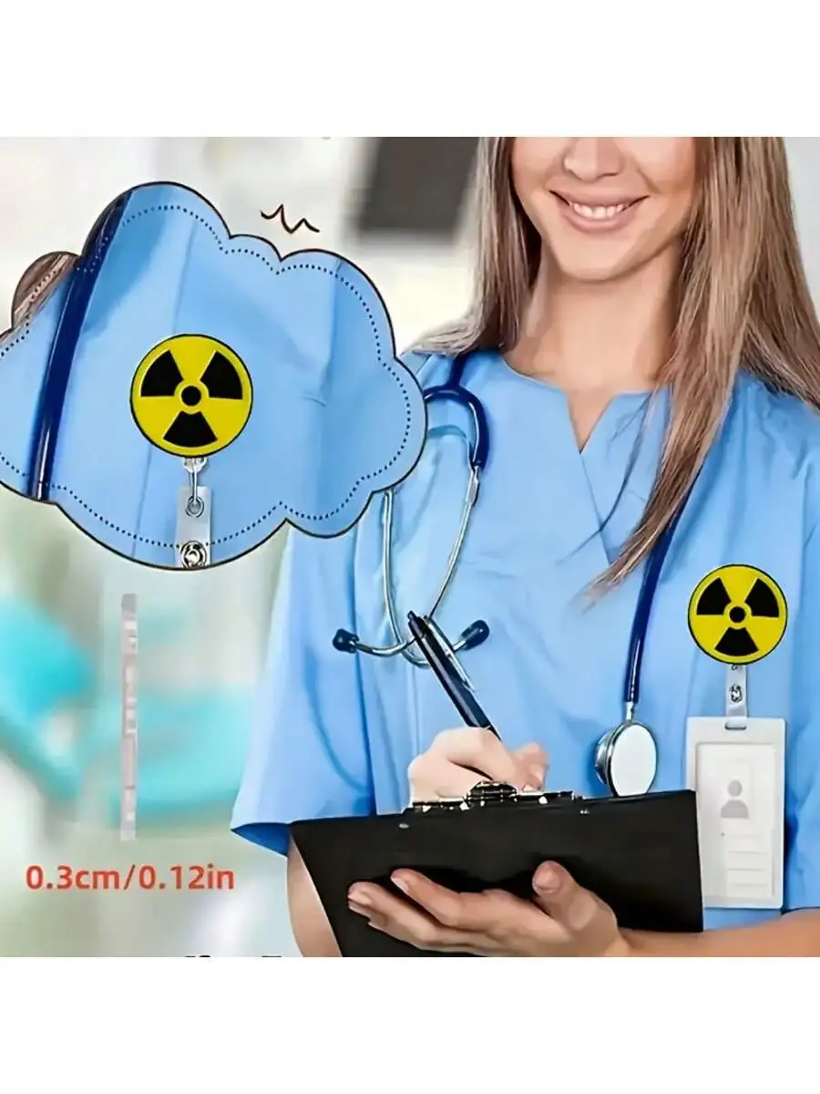 [2D Flat] 1 carrete de insignia retráctil nuclear-Clip acrílico duradero, adecuado para enfermeras y trabajadores de oficina, regalos de equipo