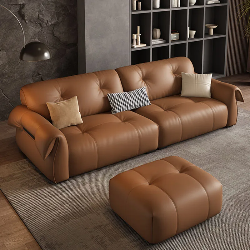 

Ergonomic Sofa Office Room Industrial Foam Sponge Upholstery Leather Fabric Brown Sofas Minimalista Mobilier Lounge Furniture