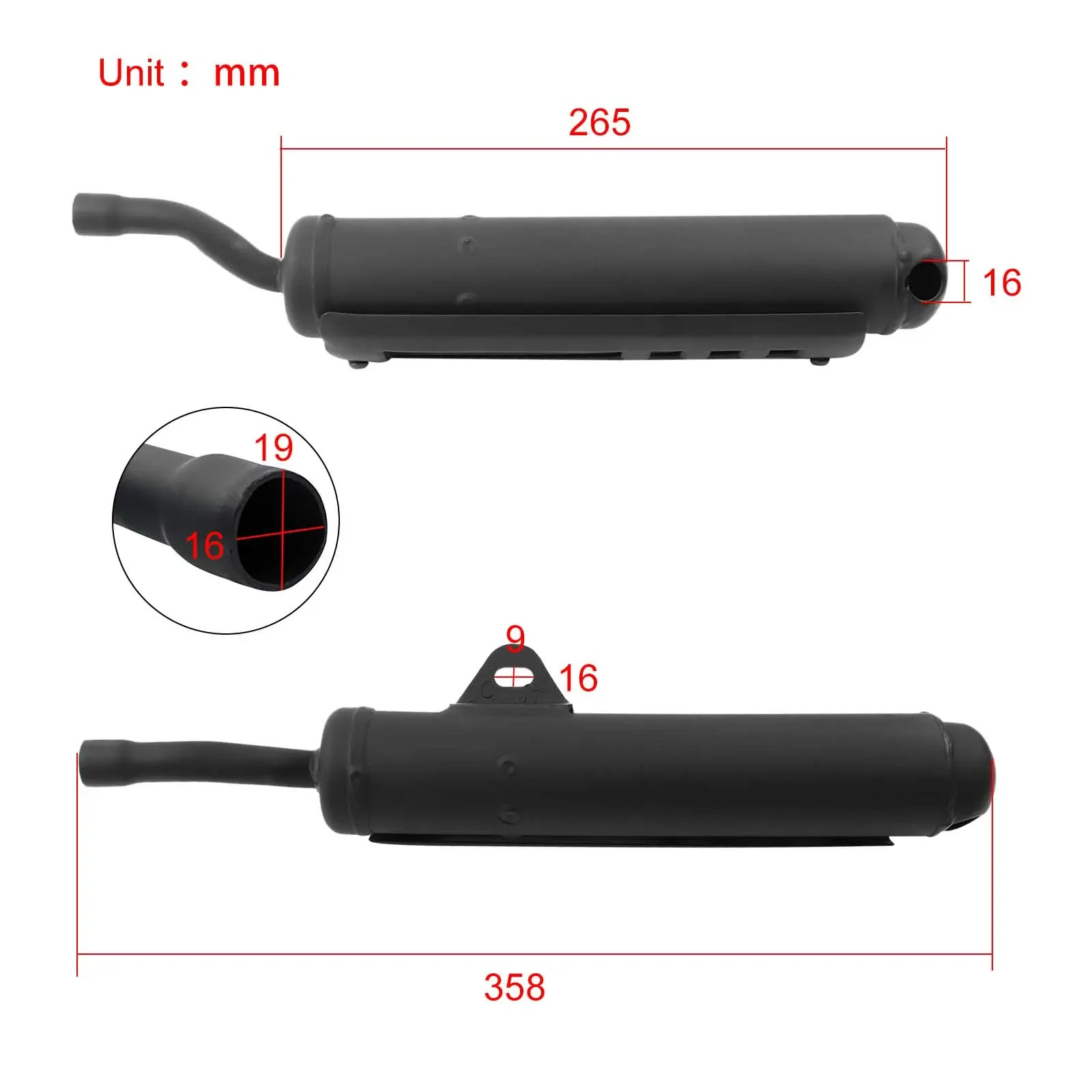 Motorcycle Silencer Exhaust Muffler Pipe for Yamaha PW80 PW 80 PY80 Piwi Peewee 80 Y-Zinger 1981-2010 Dirt Bike Motorbike