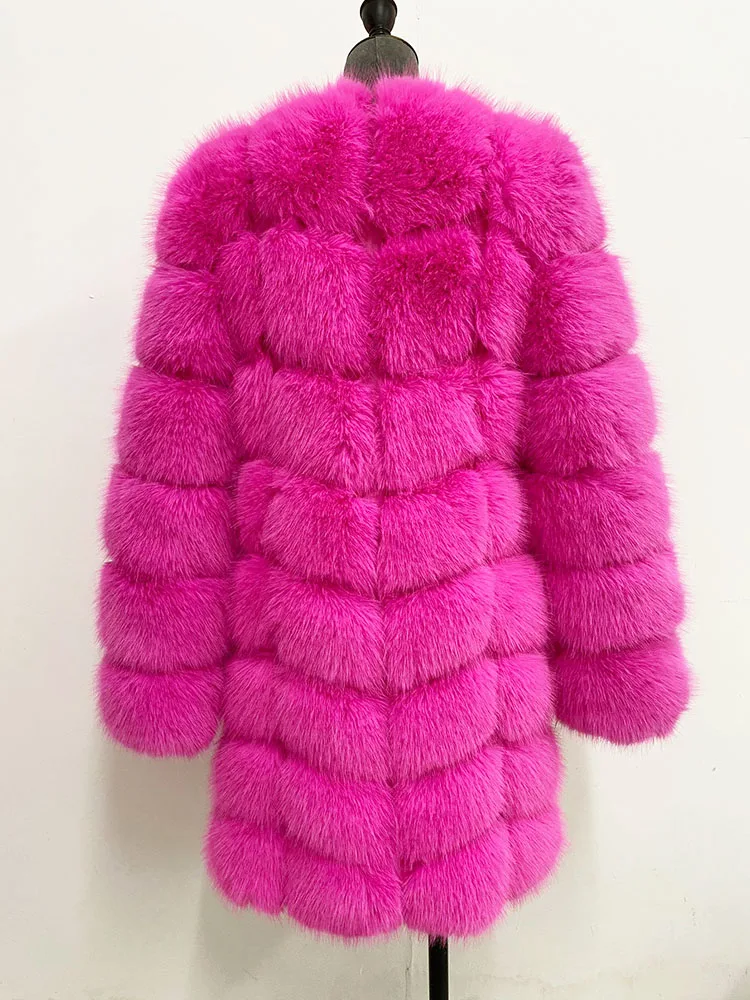 ZADORIN ยุโรปแฟชั่น90ซม.ยาว Trench Coats Faux Fox ขนสัตว์ผู้หญิงหรูหรา Fur Splicing Warm Fluffy Fur Jacket เสื้อกันหนาวฤดูหนาว