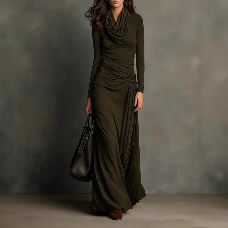 Vestido ajustado fruncido con capucha para mujer