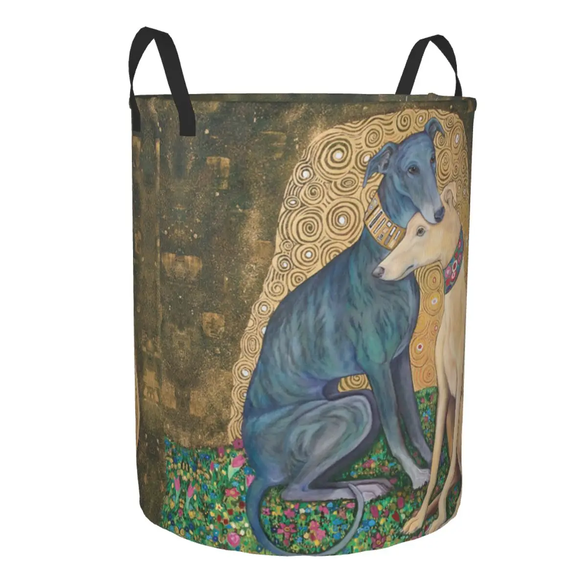 Gustav Klimt Greyhound Dog Art Laundry Hamper Large Storage Basket Whippet Sihthound Dog Kids Nursery Toy Organizer