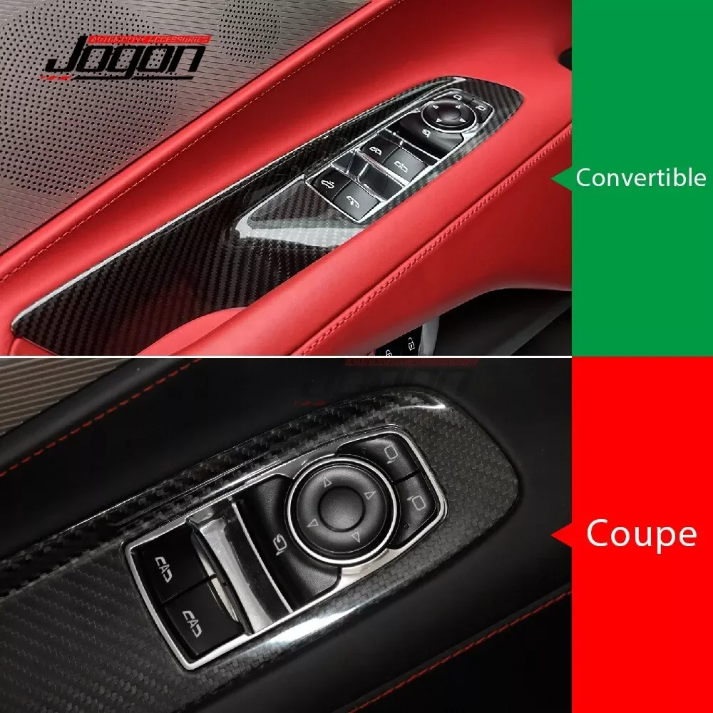 2pcs Real Carbon Fiber Car Door Window Lift Switch Cover Trim For Corvette C8 Coupe Z06 ZR1 2020 2021 2022 2023 2024 Accessories