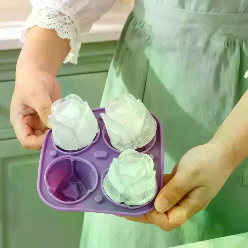 Tulip Ice Cube Mold, Tulip Shapes Ice Cube Tray, Silicone Ice Mold Fun Shapes, 4 Tulip Ice Balls For Chilling Cocktails Drinks