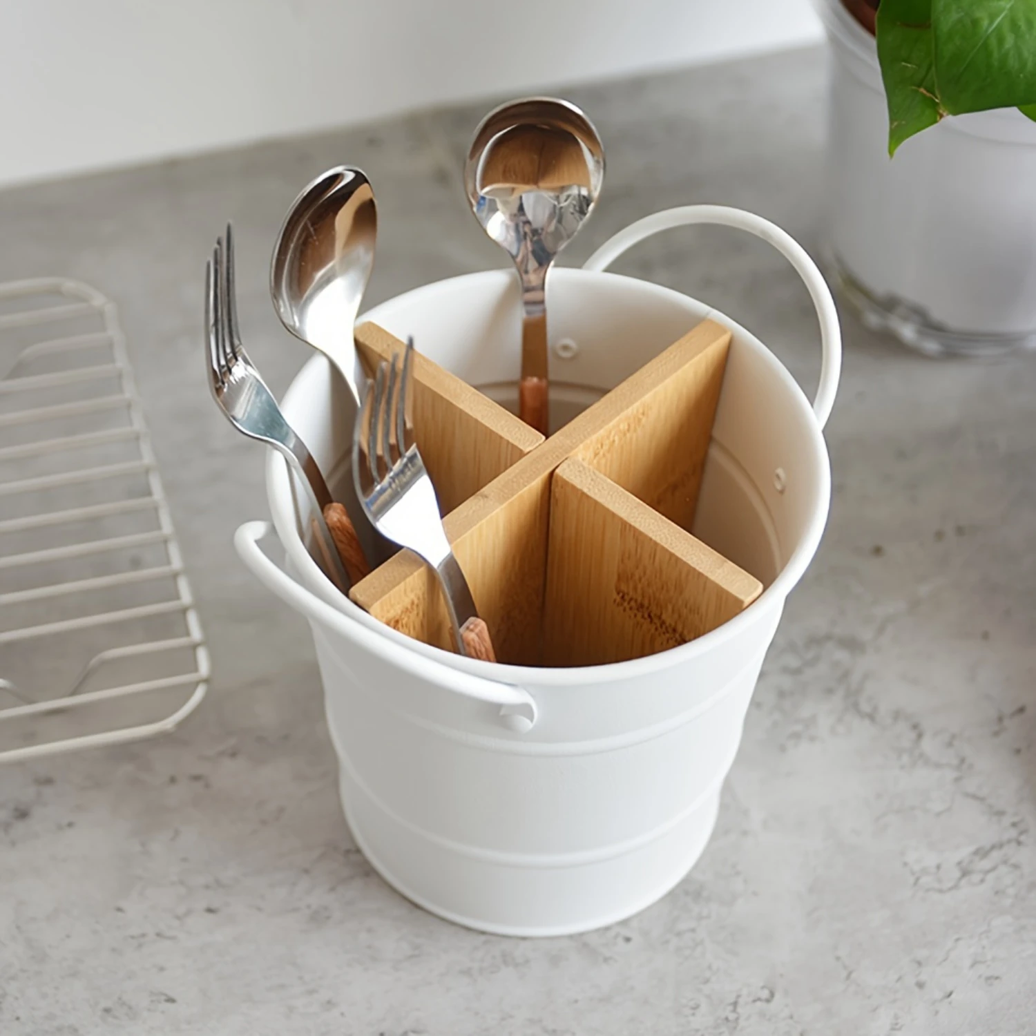 Metal chopstick bucket with Panda Bamboo Segregation chopstick cage  Box silverware chopstick basket chopstick rest cutlery hold